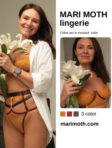 Chloe set in mustard-bordo